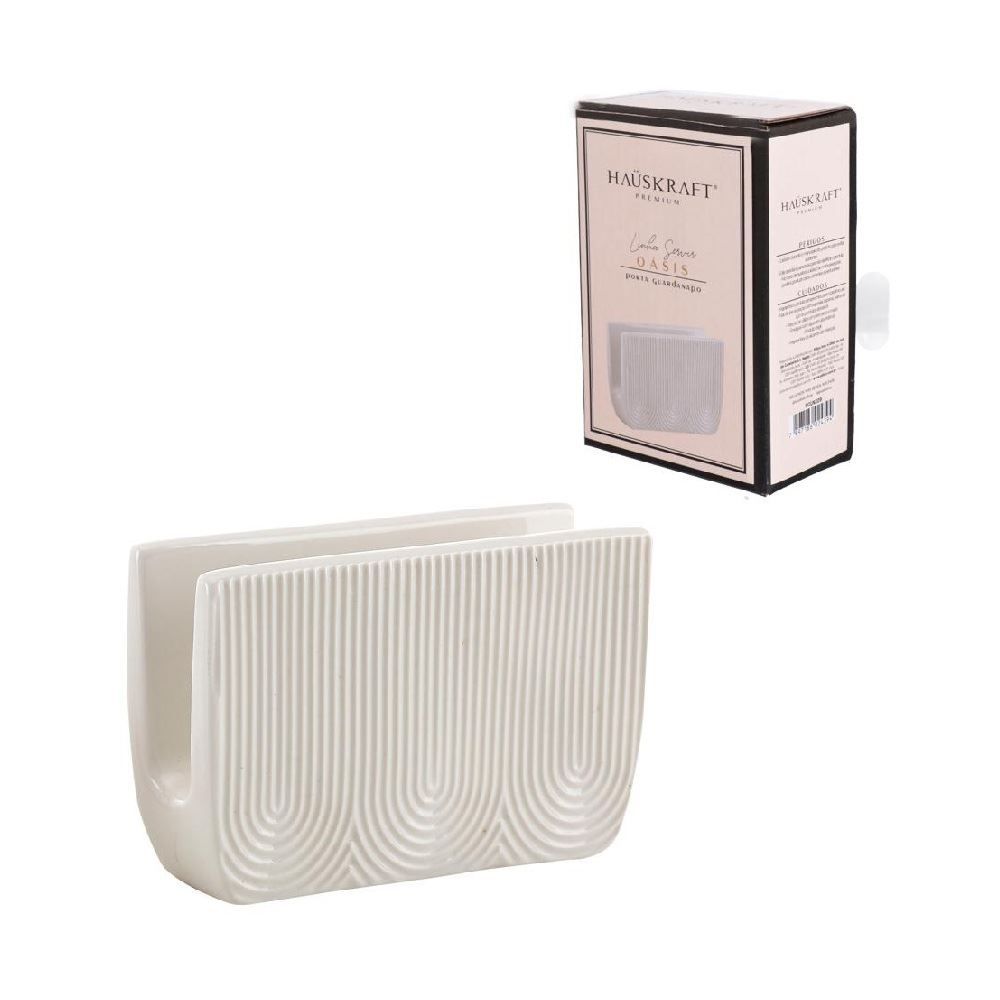 Porta Guardanapos De Cerâmica Oasis Hauskraft 12 Cm - Branco