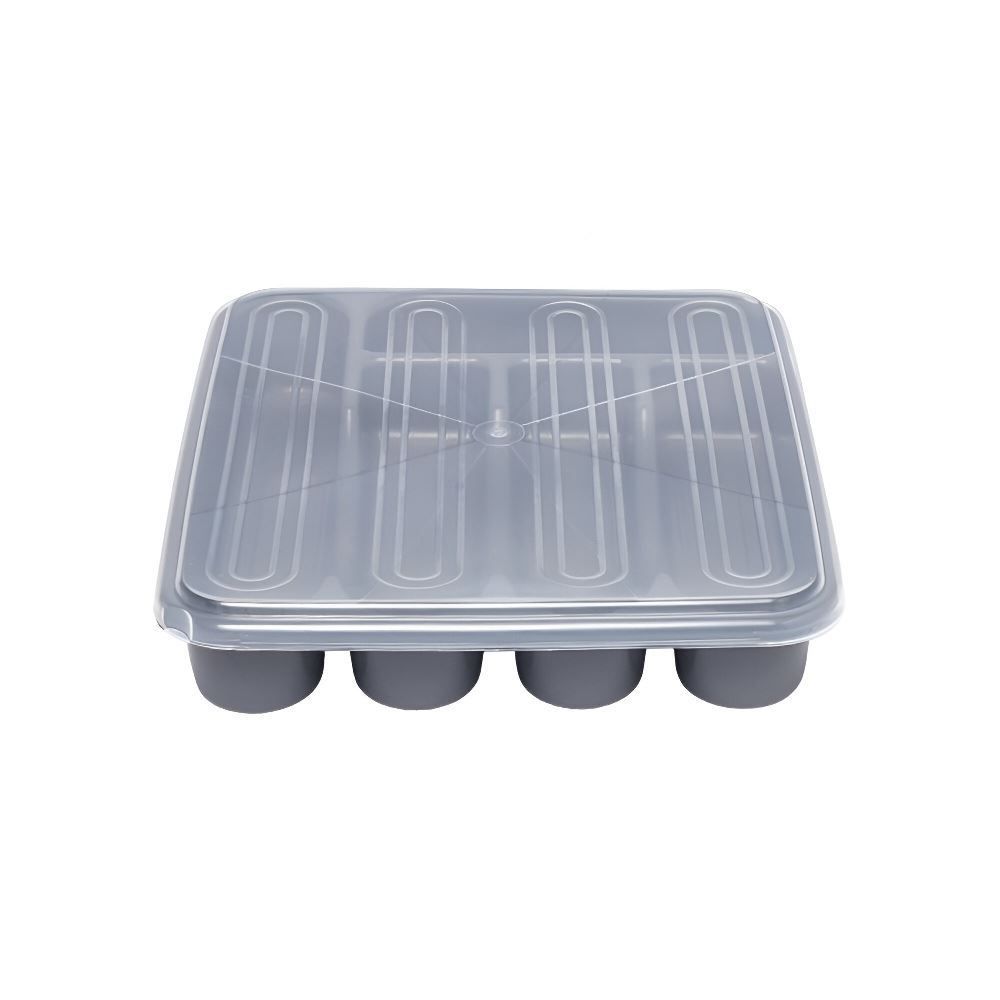 Porta Talheres Com Tampa Plasvale - Cinza