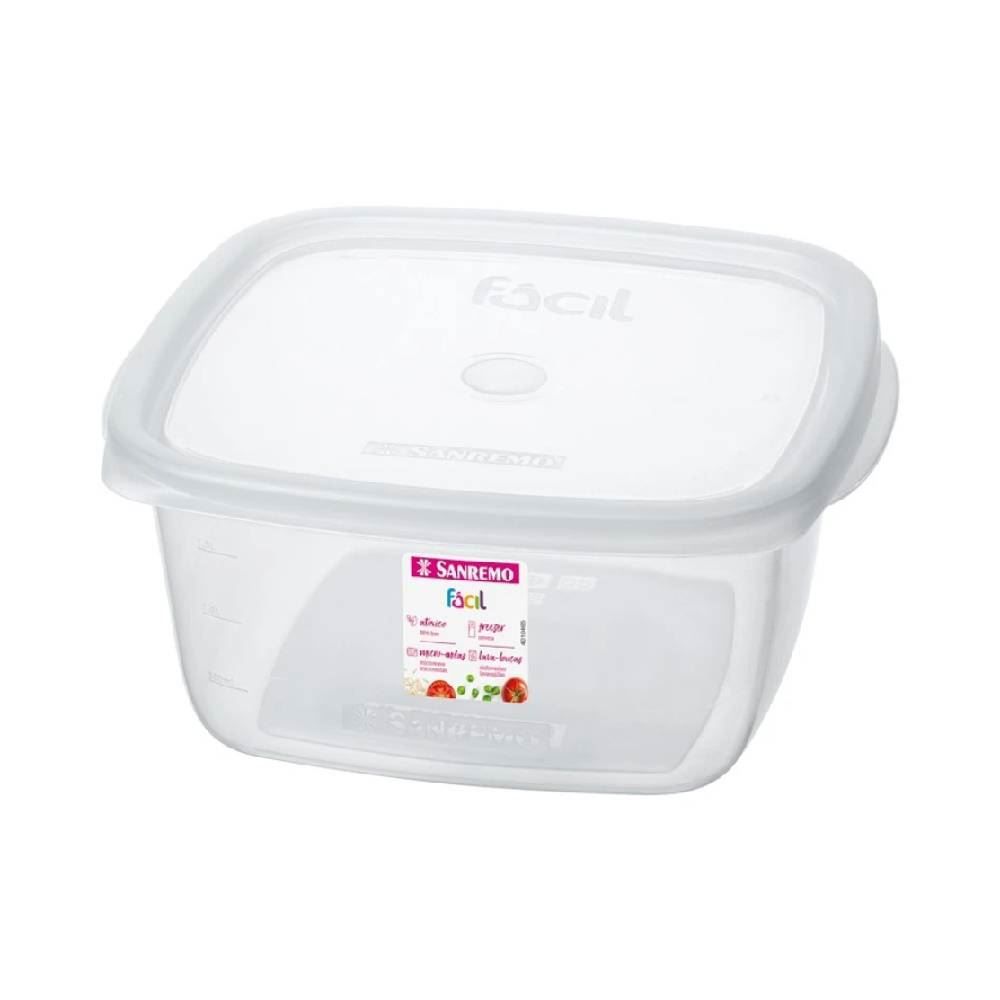 Pote De Plástico Quadrado Fácil Sanremo 1,9L - Transparente