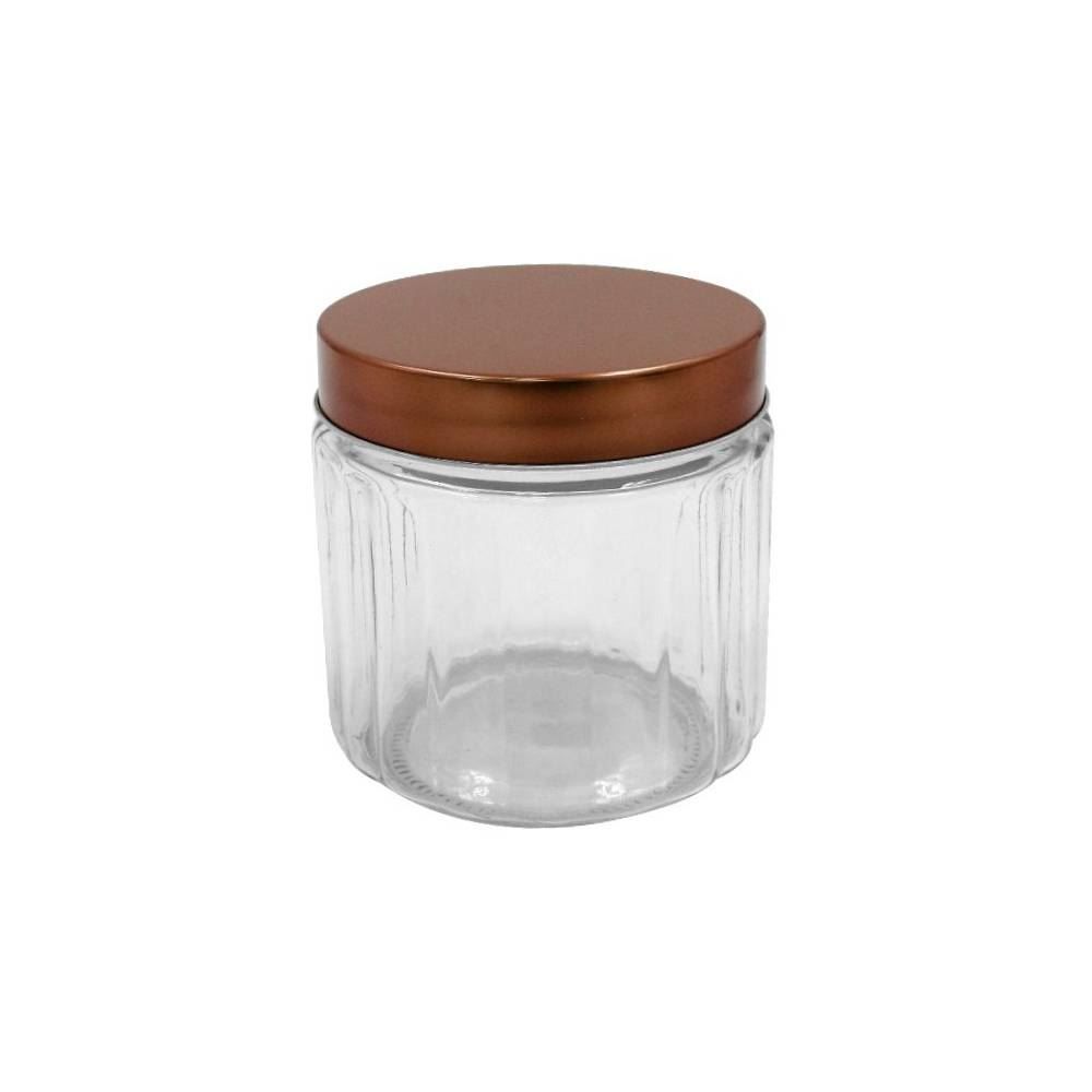 Pote De Vidro Canelado Com Tampa Rosca Rose 800Ml - Havan Casa