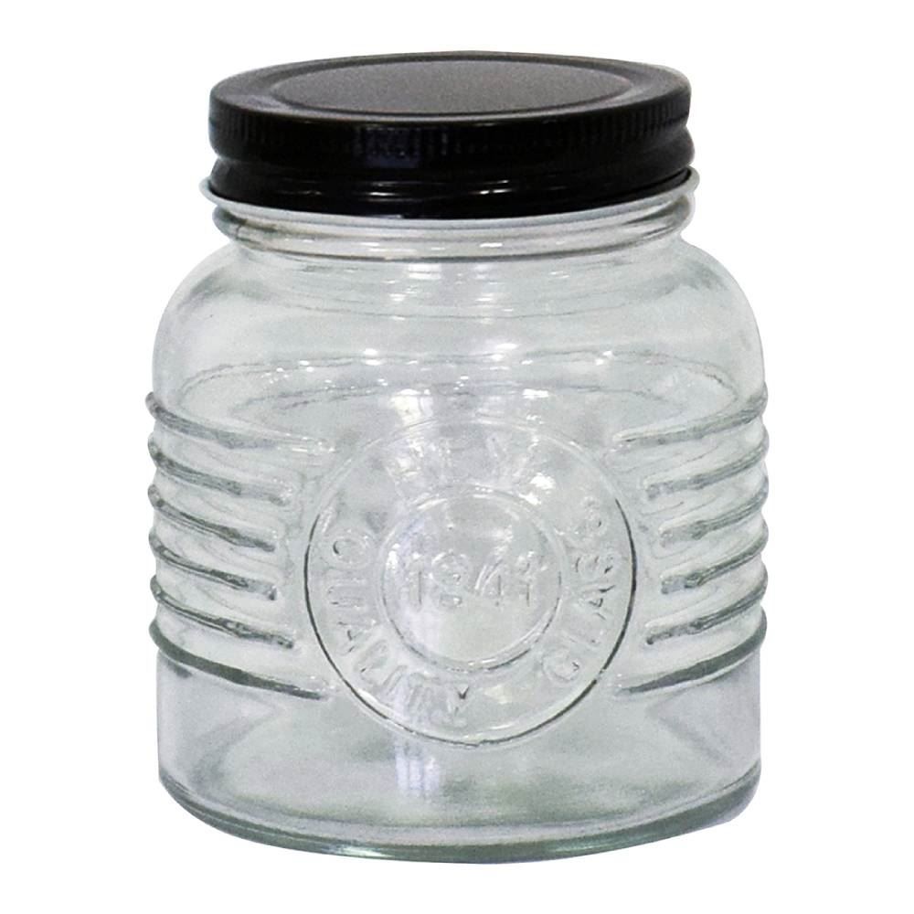 Pote De Vidro Com Tampa De Metal 420 Ml Dynasty - Preto 