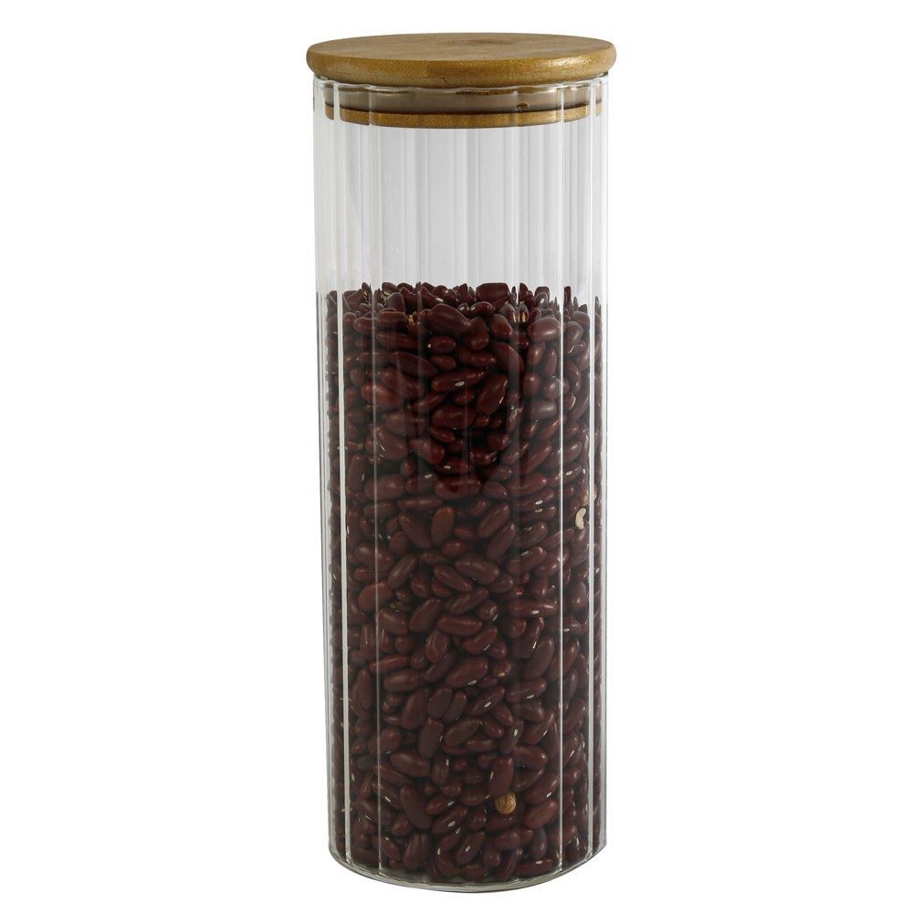 Pote De Vidro Com Tampa Em Bambu Gourmet Wolff - 1,1 Litros