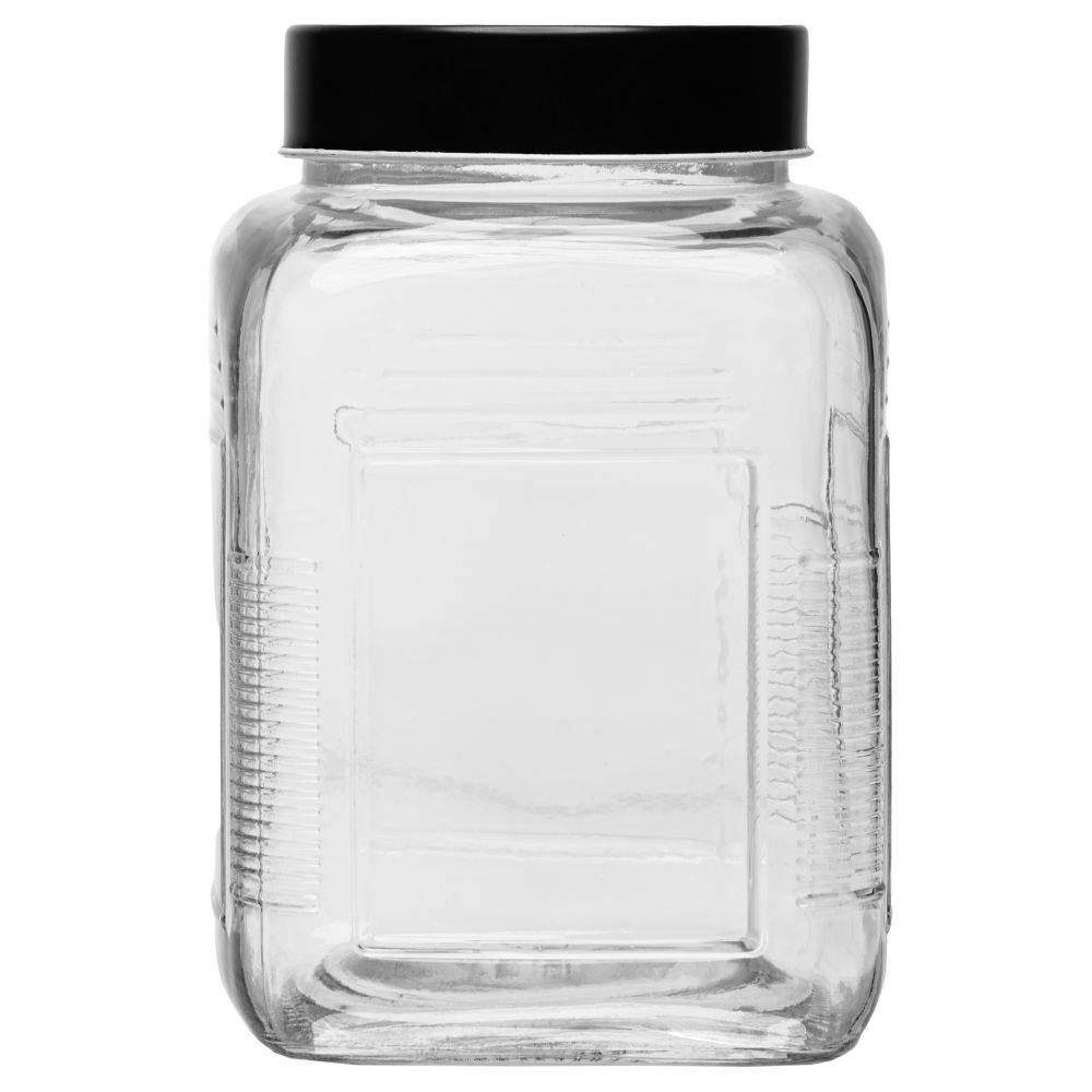 Pote de Vidro com Tampa Preta 2 Litros Lyor - Preto