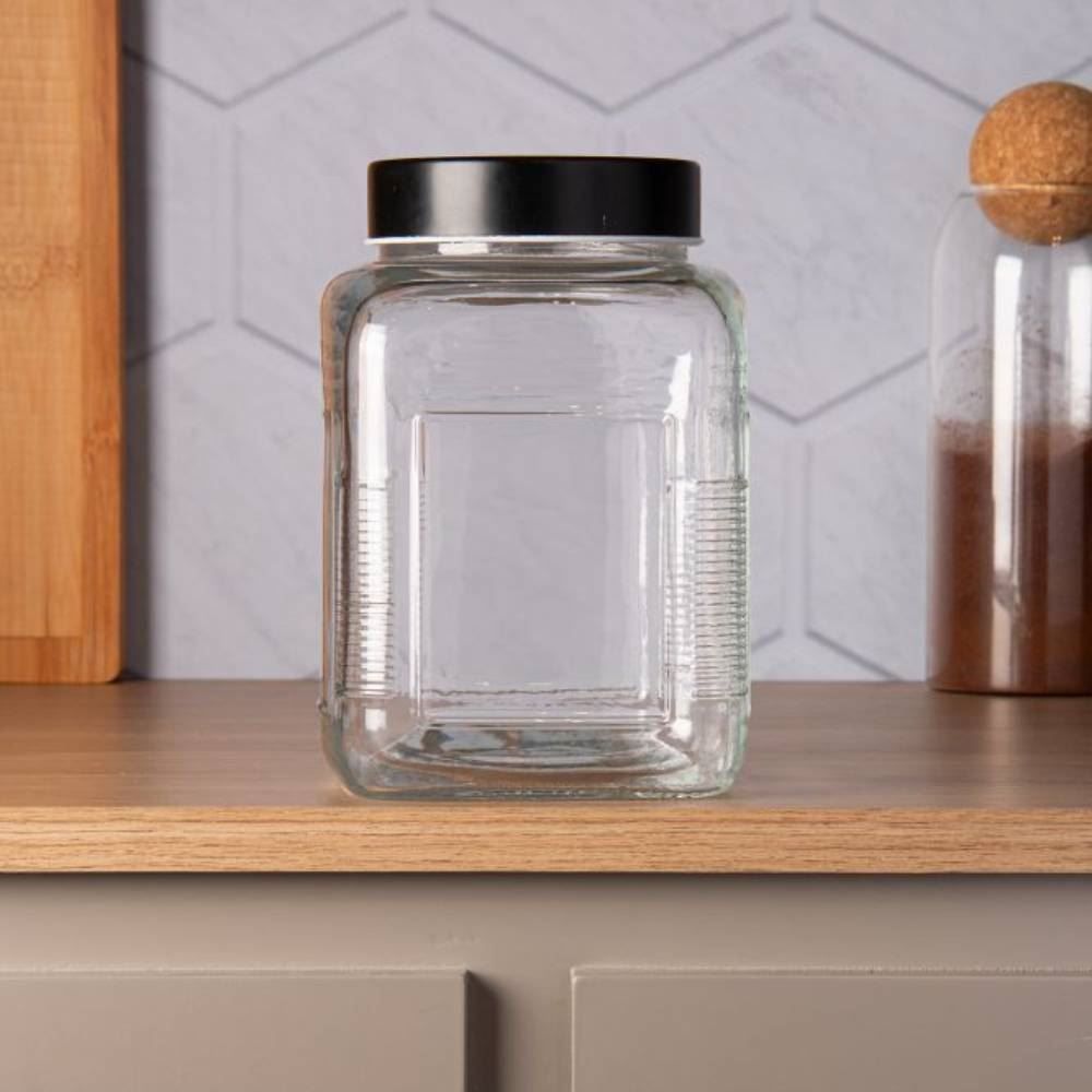 Pote de Vidro com Tampa Preta 2 Litros Lyor - Preto