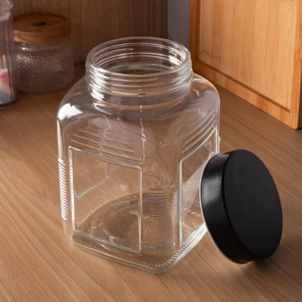Pote de Vidro com Tampa Preta 2 Litros Lyor - Preto