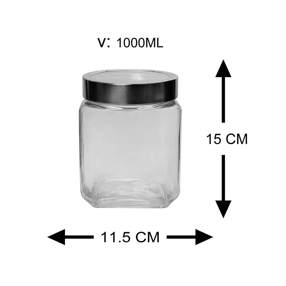 Pote De Vidro Hermético Quadrado 1 Litro - Havan Casa