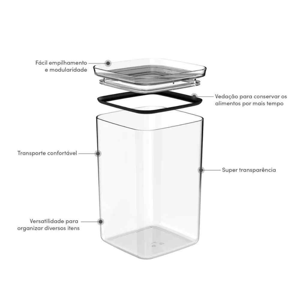 Pote Hermético Block Ou 3,5 Litros - Transparente