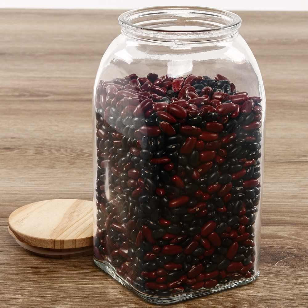 Pote Hermético De Vidro Com Tampa Lyor 1,4L - Transparente e Bambu