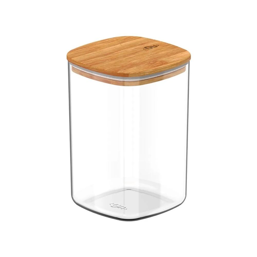 Pote Hermetico Keep Ou 1L - Transparente e Bambu