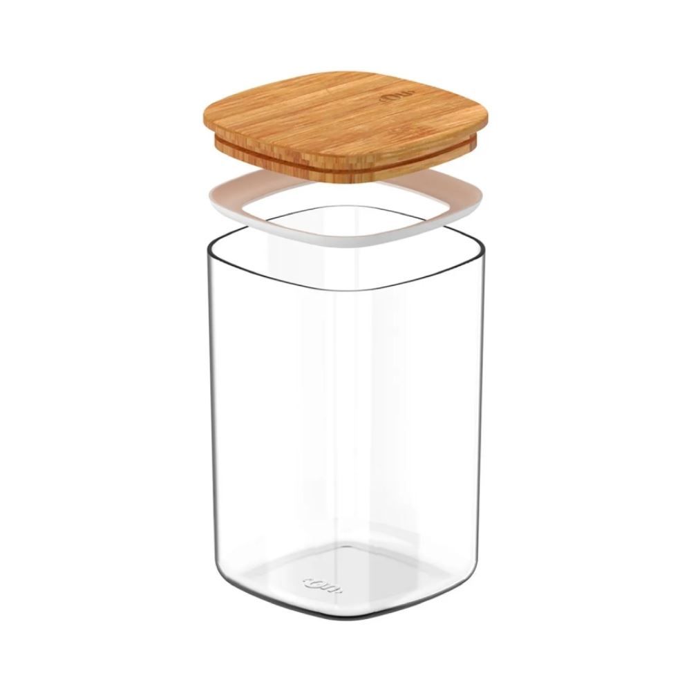 Pote Hermetico Keep Ou 1L - Transparente e Bambu