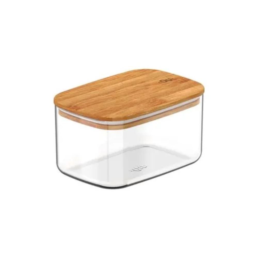 Pote Hermetico Keep Ou 650Ml - Transparente e Bambu