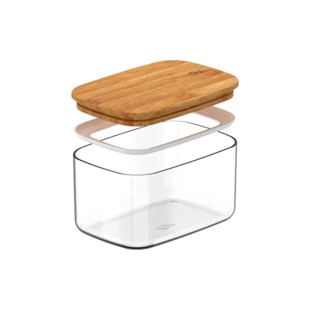 Pote Hermetico Keep Ou 650Ml - Transparente e Bambu