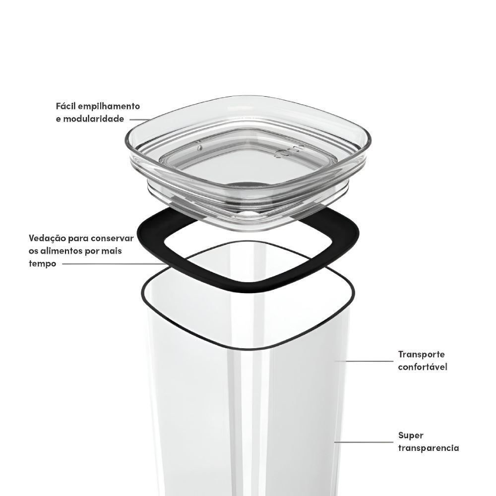 Pote Hermético Block Ou 1 Litro - Natural
