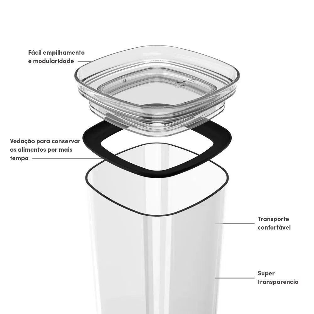 Pote Hermético Block Ou 1 Litro - Natural