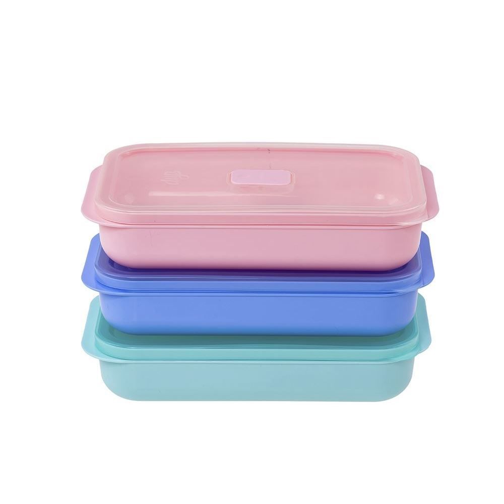 Jogo De Potes Hermético Para Micro-Ondas 500Ml Dup 3 Peças - Colors