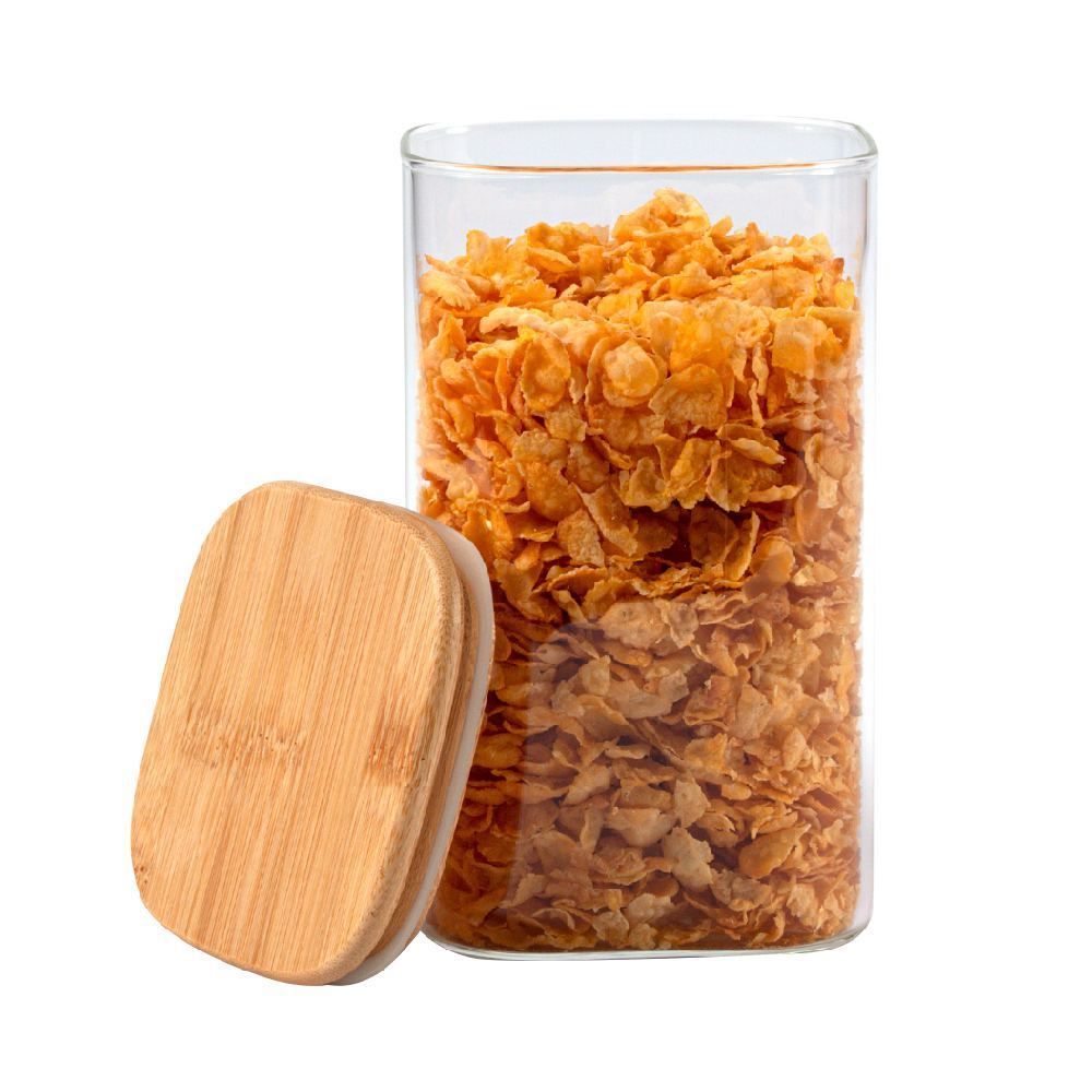Pote Hermético Quadrado Com Tampa Havan Casa 1,35 Litros - Bambu