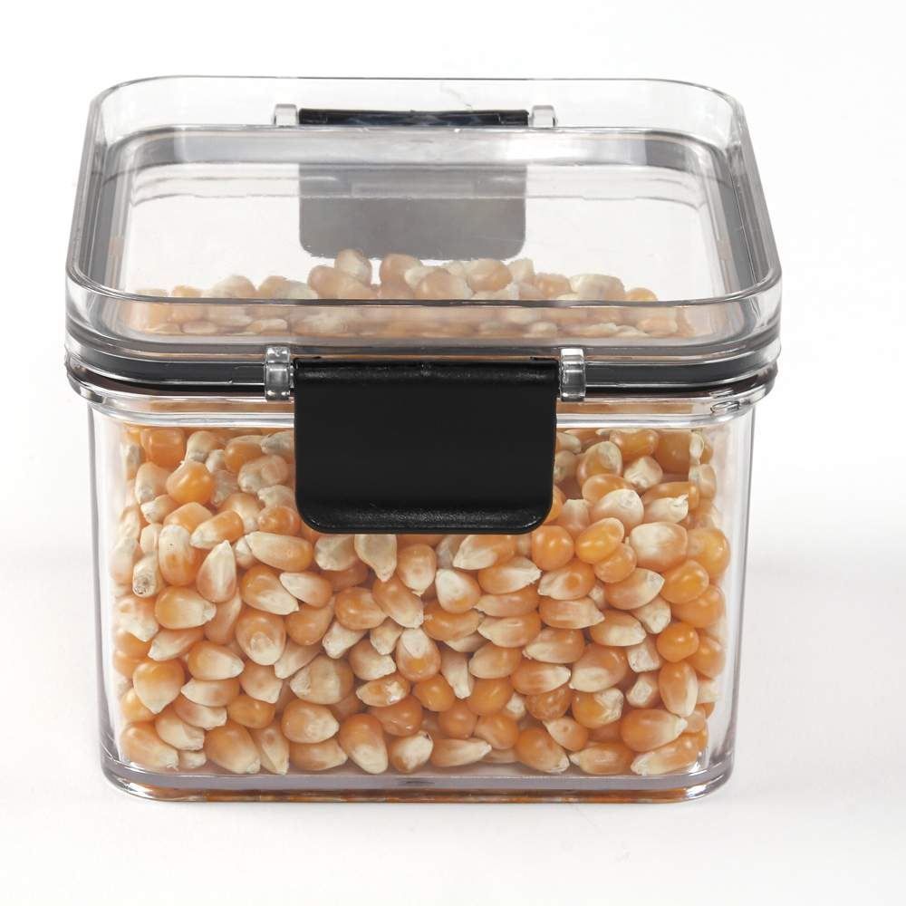 Pote Hermético Quadrado De Plástico Havan Casa 440Ml - Transparente e Preto