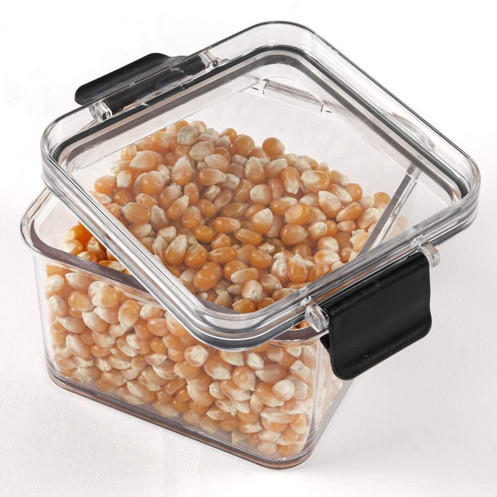 Pote Hermético Quadrado De Plástico Havan Casa 440Ml - Transparente e Preto