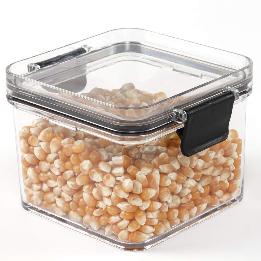 Pote Hermético Quadrado De Plástico Havan Casa 440Ml - Transparente e Preto