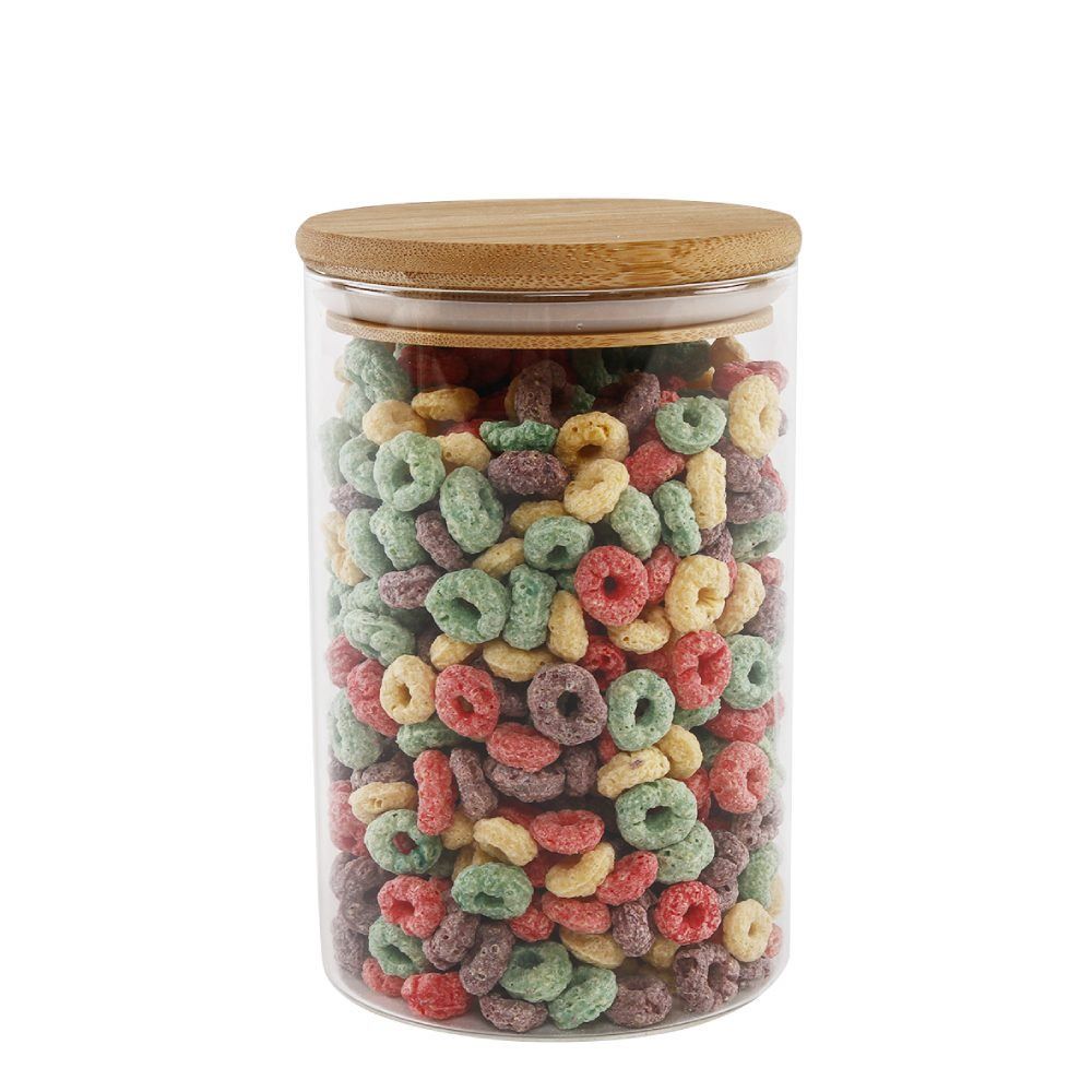 Pote Hermético Redondo Com Tampa Havan Casa 1,1L - Transparente e Bambu