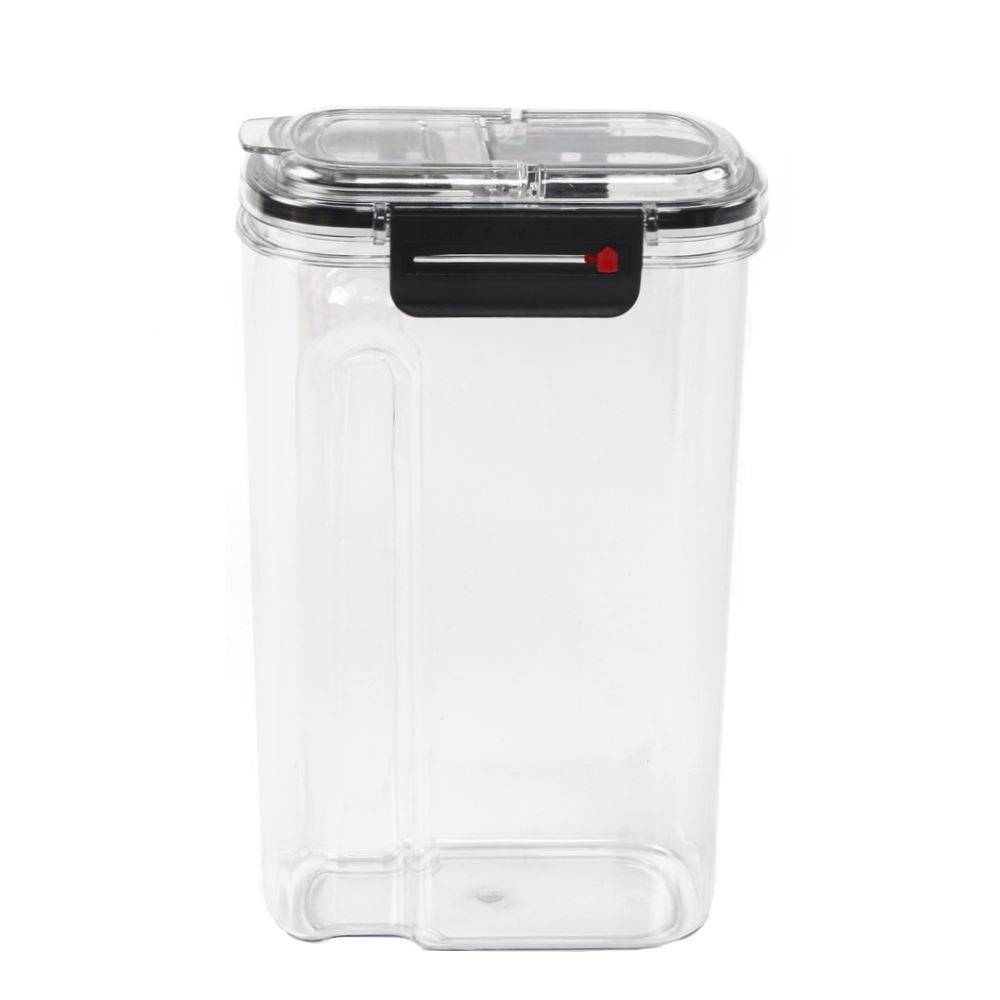 Pote Hermético Retangular De Plástico Havan Casa 1,55 Litros - Transparente e Preto