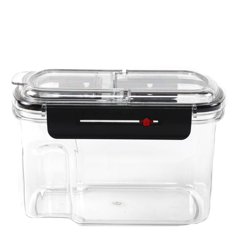 Pote Hermético Retangular De Plástico Havan Casa 1,65 Litros - Transparente e Preto