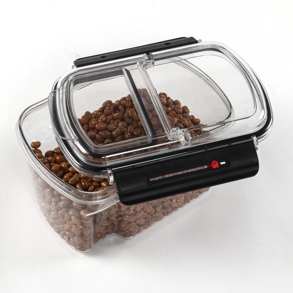 Pote Hermético Retangular De Plástico Havan Casa 1,65 Litros - Transparente e Preto