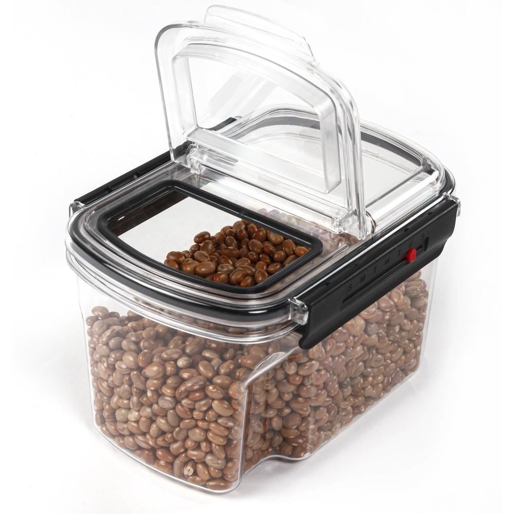 Pote Hermético Retangular De Plástico Havan Casa 1,65 Litros - Transparente e Preto