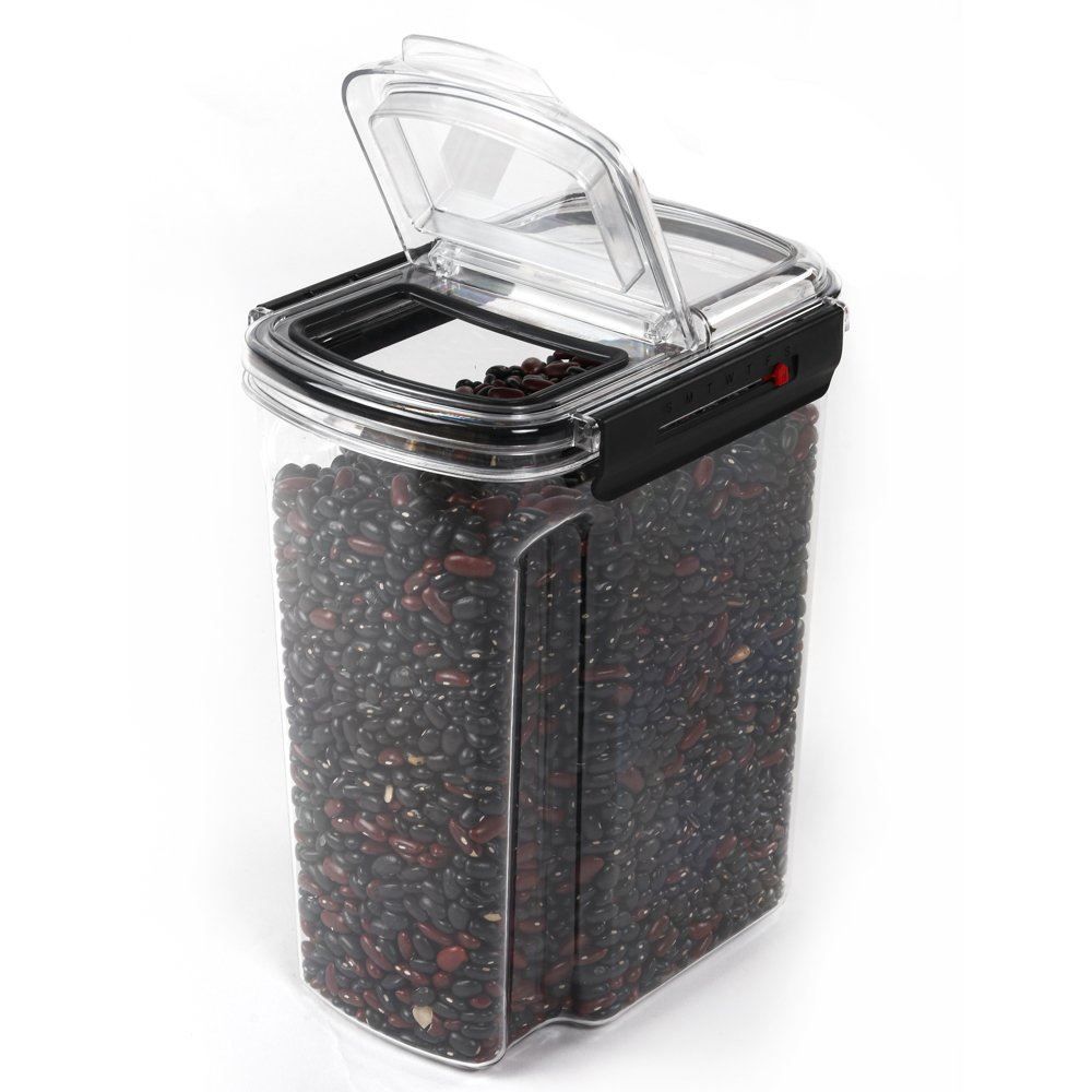 Pote Hermético Retangular De Plástico Havan Casa 4 Litros - Transparente e Preto