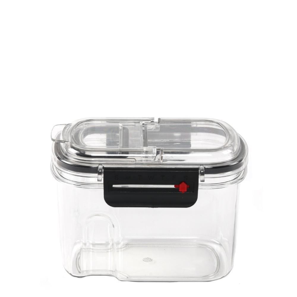 Pote Hermético Retangular De Plástico Havan Casa 670Ml - Transparente e Preto