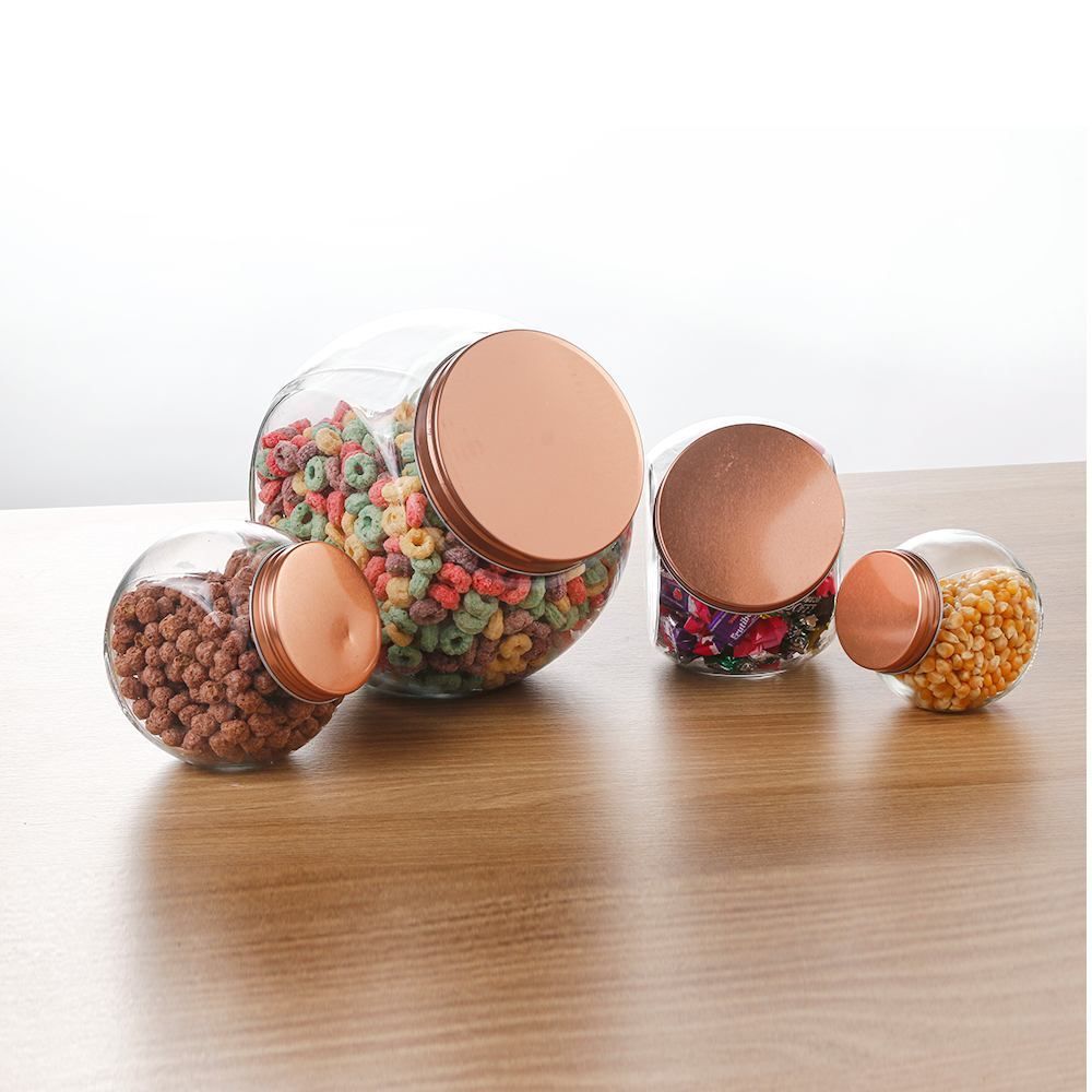 Jogo De Potes Herméticos Rose Gold Hauskraft - 4 Peças