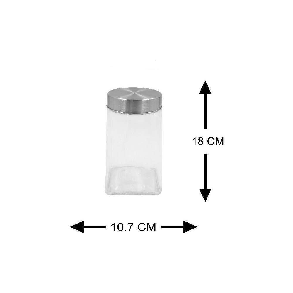 Pote Quadrado Com Tampa Em Metal Havan Casa 1 Litro - Vidro