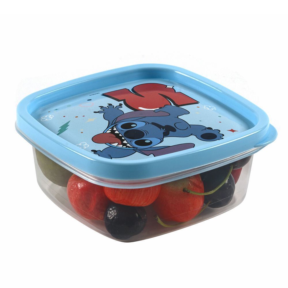 Pote Quadrado Decorado Stitch Plasútil 580Ml - Stitch