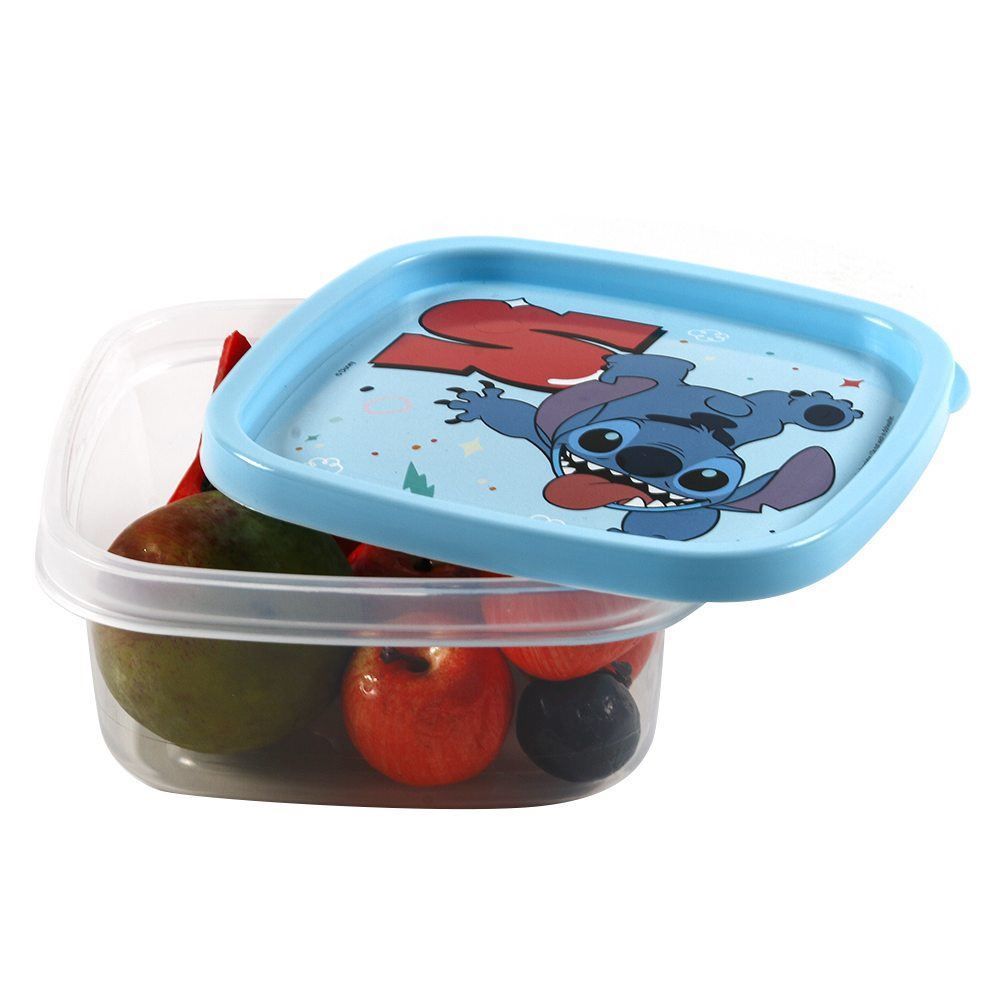 Pote Quadrado Decorado Stitch Plasútil 580Ml - Stitch