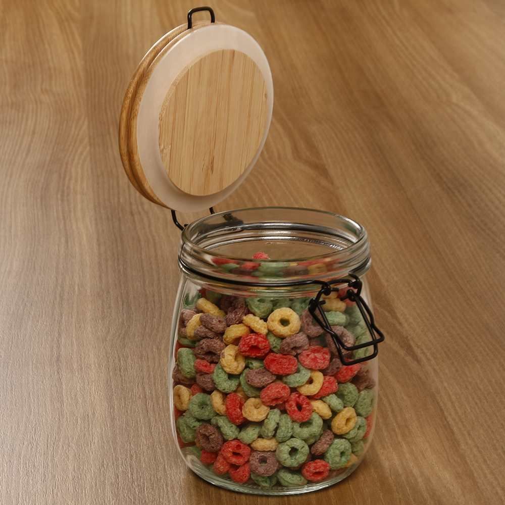 Pote Vidro Com Tampa Em Bambu Havan Casa - 700ml