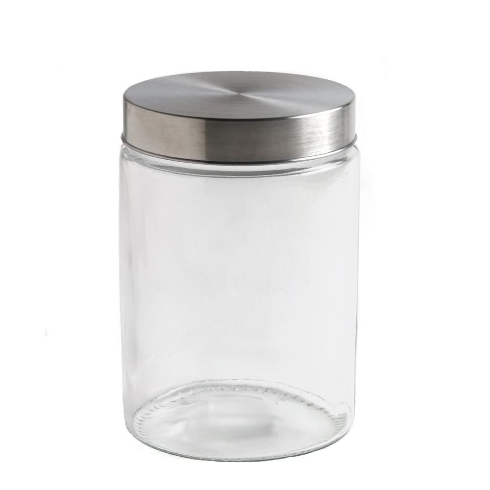 Pote Vidro Com Tampa Havan Casa 1,2 Litros - Transparente e Prata