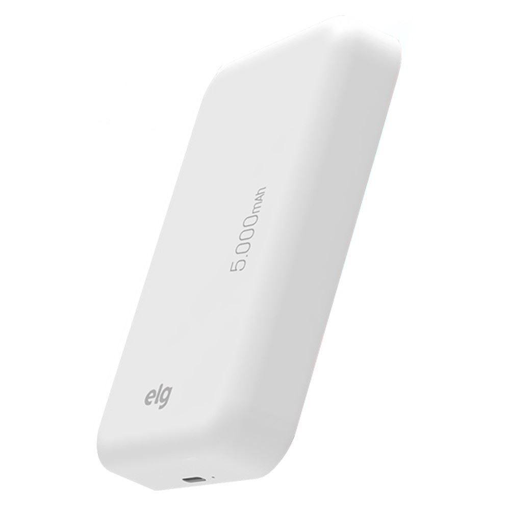 Power Bank Wireless 5000Mah Elg Branco Leve e Compacto