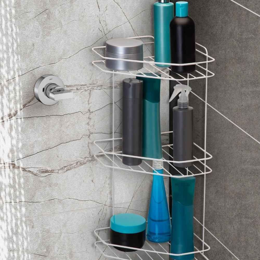 Prateleira De Banheiro Tripla Branca Arthi - Metal