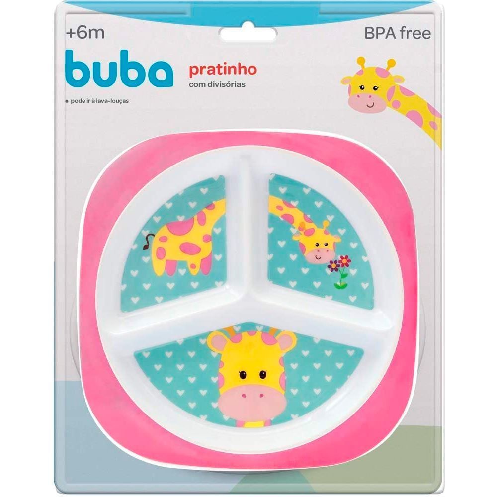 Prato Com Divisórias Animal Fun Buba - Girafa