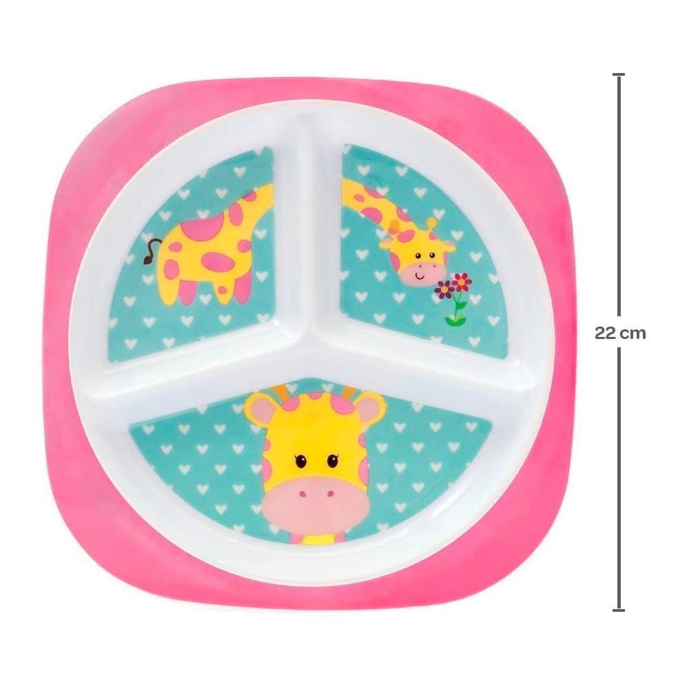 Prato Com Divisórias Animal Fun Buba - Girafa