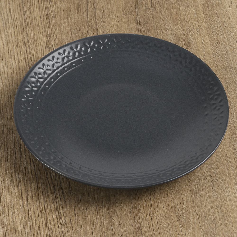 Prato De Sobremesa Madri 21Cm Havan Casa - Cinza Escuro