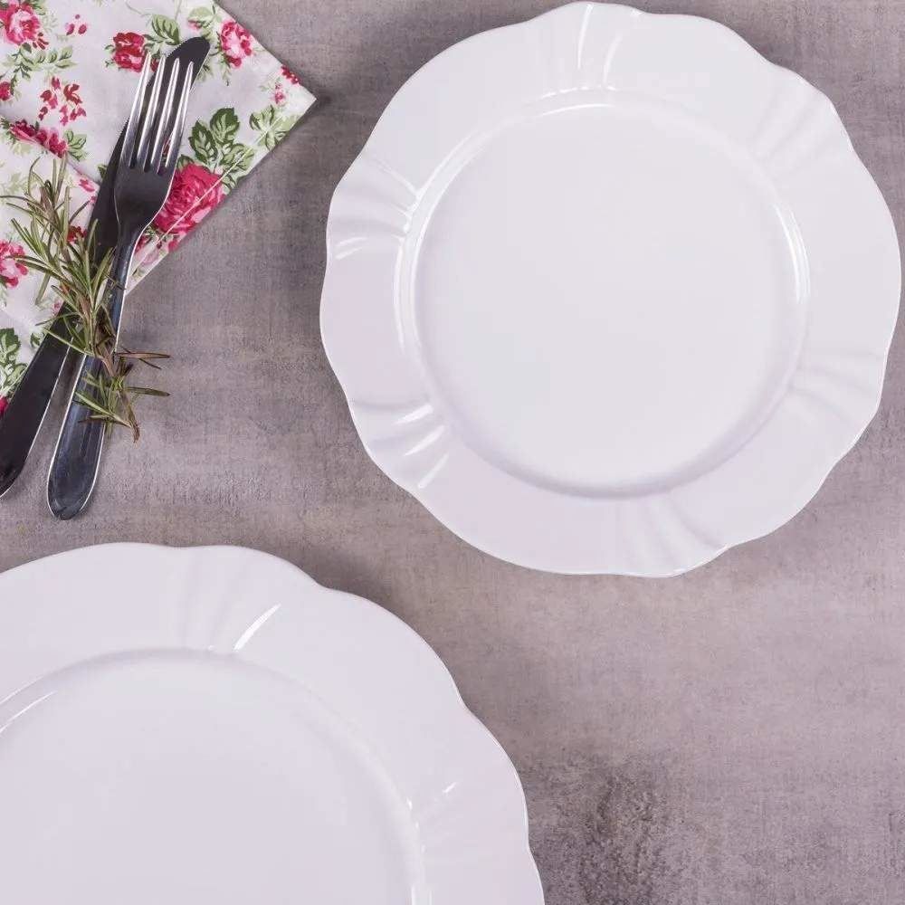 Prato De Sobremesa Soleil White Oxford 23Cm - Porcelana Branca
