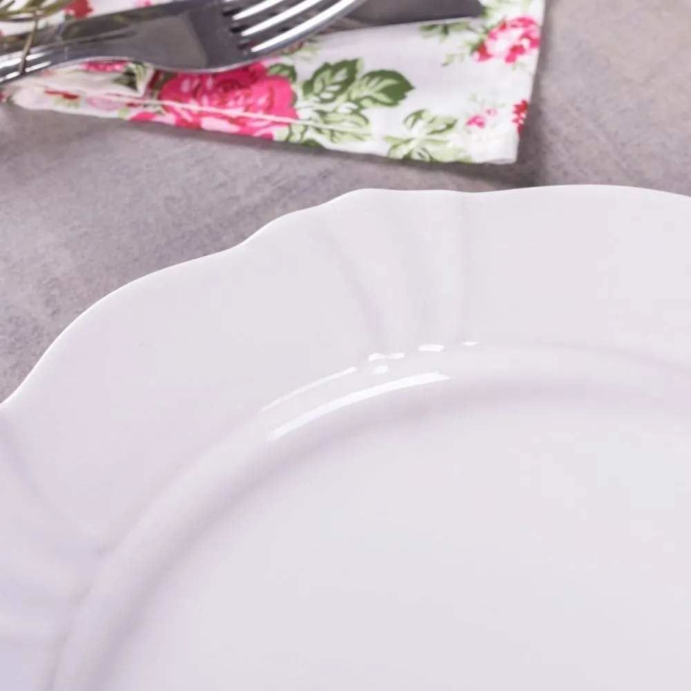 Prato De Sobremesa Soleil White Oxford 23Cm - Porcelana Branca