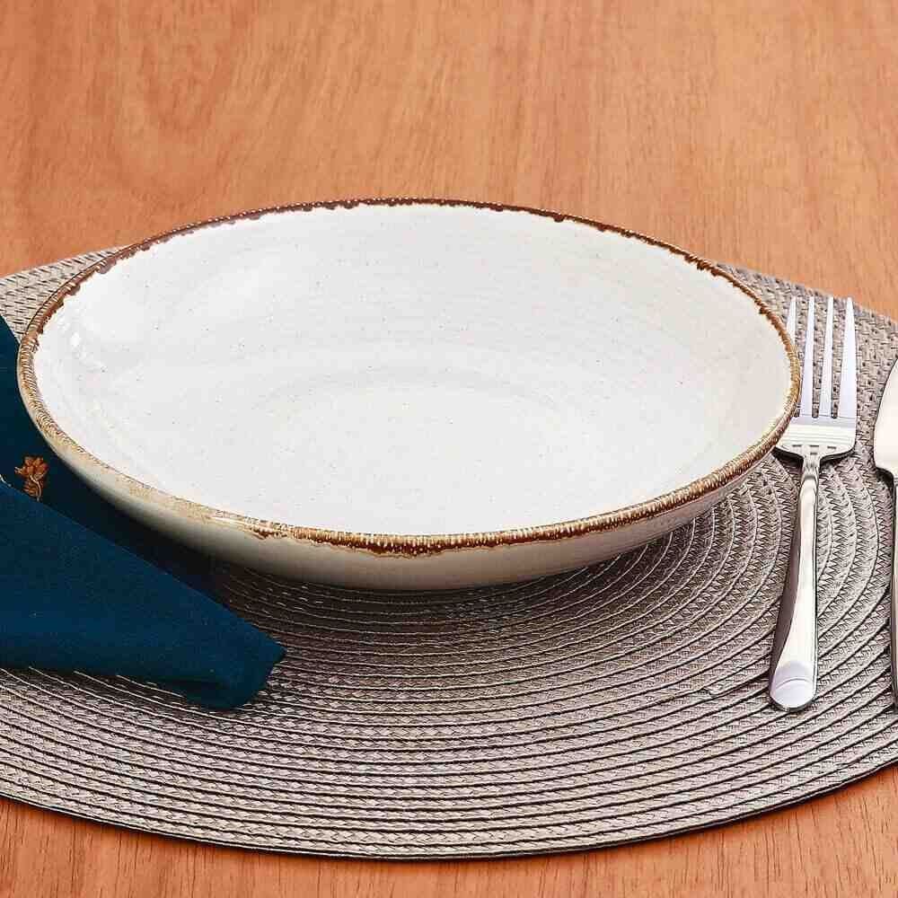 Prato Fundo Cerâmica Naturalle Havan Casa 21,5Cm - Bege Brilhoso