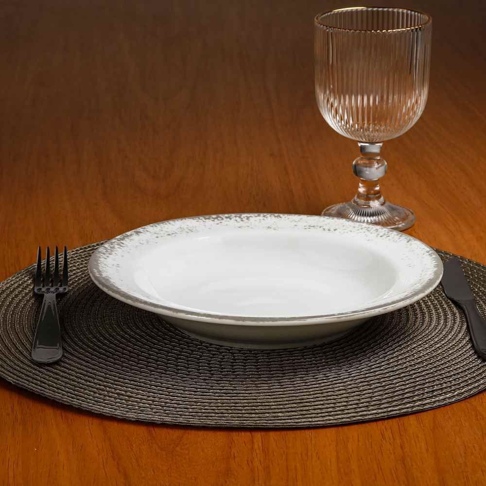 Prato Fundo De Porcelana Névoa Cinza Schmidt - 23 cm