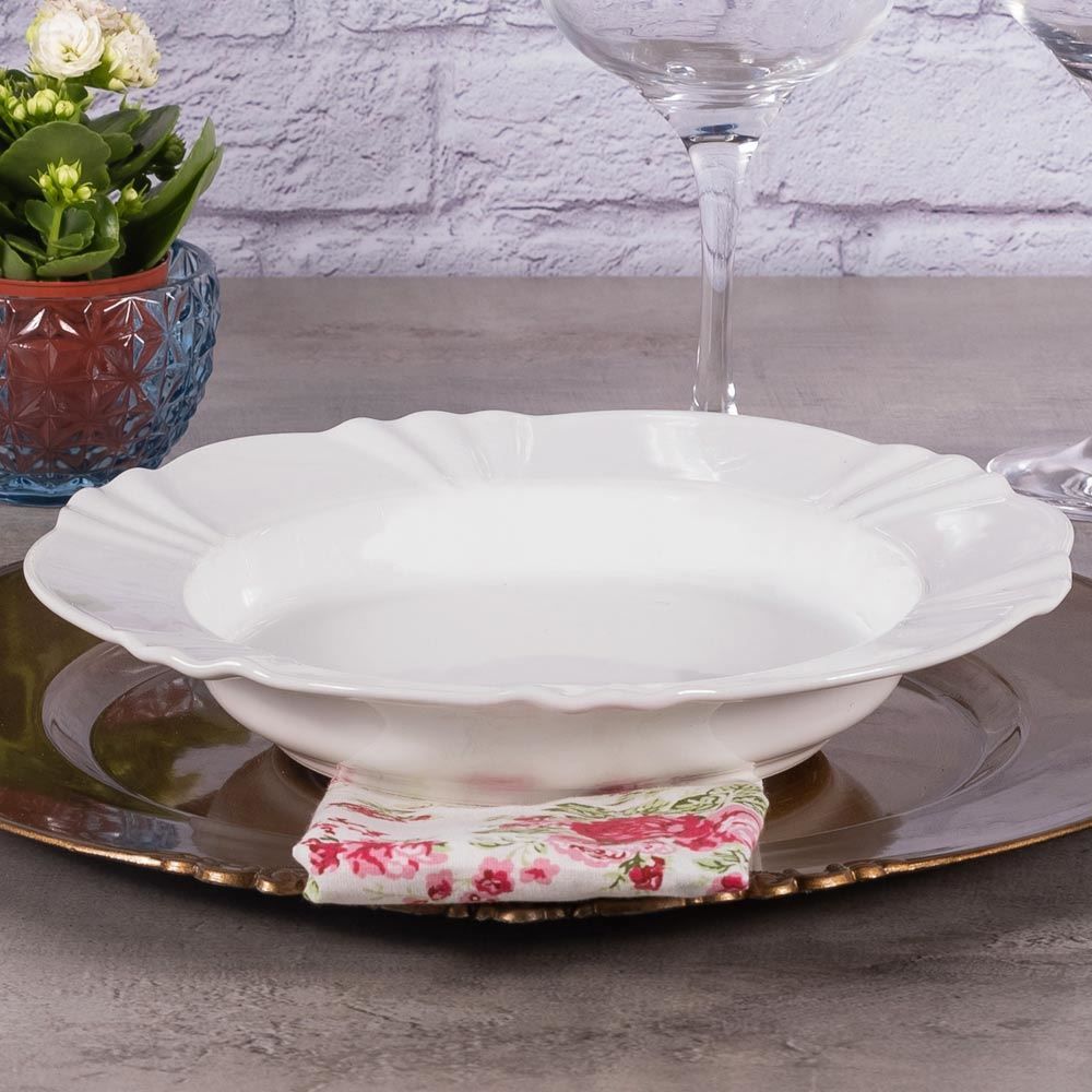 Prato Fundo Oxford Soleil White 24Cm - Porcelana