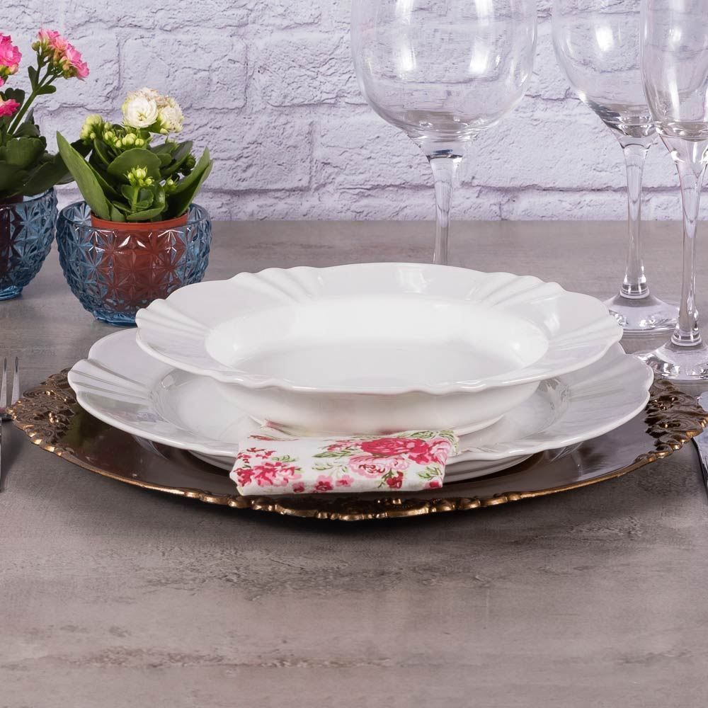 Prato Fundo Oxford Soleil White 24Cm - Porcelana