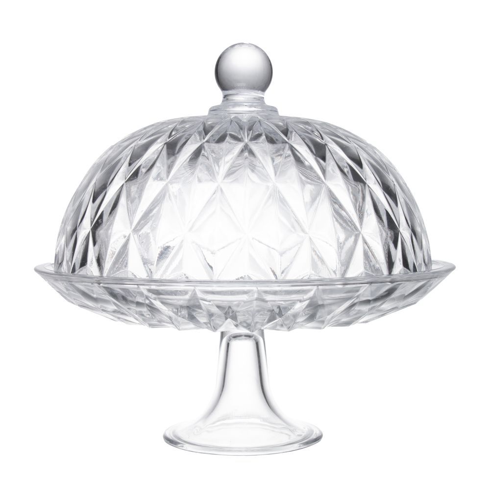 Prato para Bolo com Pé e Tampa Diamond 25Cm - Lyor
