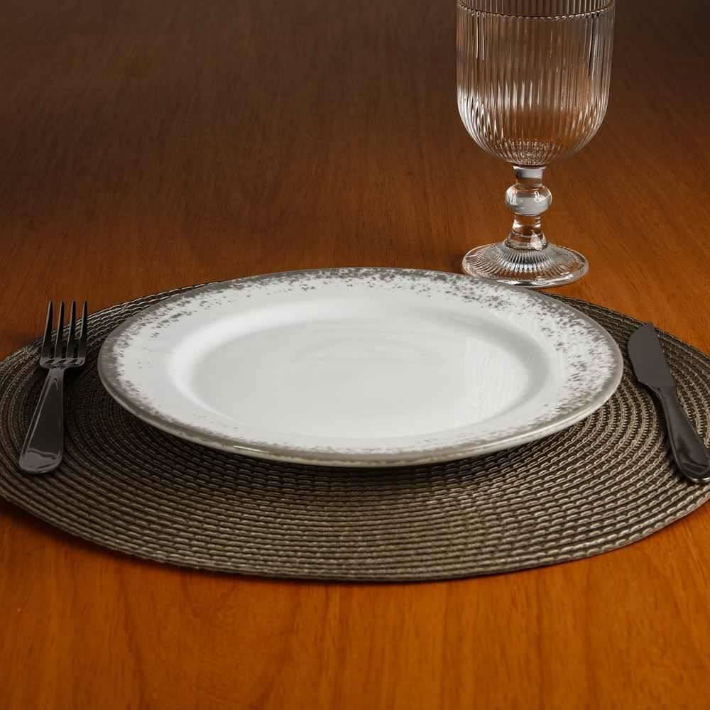 Prato Raso de Porcelana Névoa Cinza Schmidt - 26 cm
