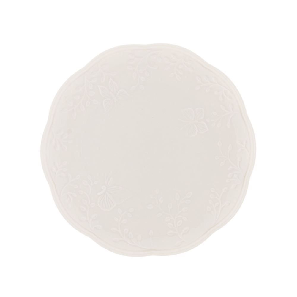 Prato Raso Lyor de Porcelana Butterfly 27Cm - Branco